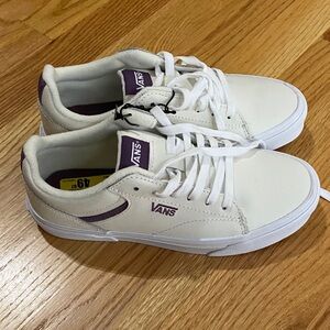 Vans Cream and Purple Women's Lace Up Sneakers